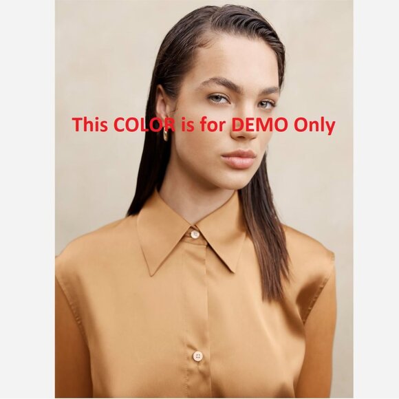 Banana Republic Factory Collared Blouse Brown Sz Small, Medium, Large, XL - Picture 3 of 12